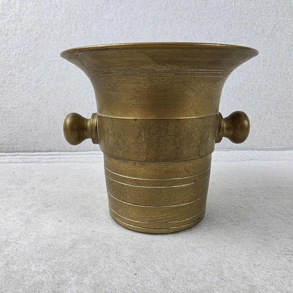 Vintage Solid Brass Mortar MO 5 Double Handle Apothecary Herb Spice Grinder